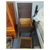 Dark Stained Wooden Storage End Table with Removable Tray