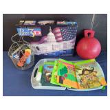 Assorted Mixed Toys and Media Items Including Puzz 3D US Capitol LeapFrog Tag System and Jolly Ball