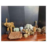 Multimaterial Elephant Themed Decorative Figurines and Carvings