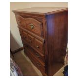 Wooden Highboy Chest of Drawers with Brass Hardware