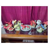 Ceramic Bird Figurine Assortment with Stained Glass Cardinal Piece