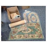 Tufted Floral Rug and Runner Set with Rolled Pieces