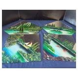 Set of Four Painted Mirror Panels Depicting Landscape Scenes