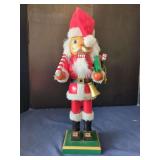 Wooden Santa Claus Nutcracker Holding Candy Cane and Bell