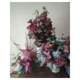 Three Artificial Floral Arrangements in Decorative Vessels