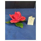 Capodimonte L'Airone Porcelain Rose Figurine with Maker Mark and Tag
