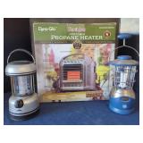 Dyna-Glo Tag-A-Long Portable Propane Heater Model RMC-8000PGH with Two Battery-Operated Lanterns