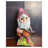Ceramic Garden Gnome Figurine with Watering Can
