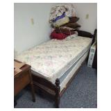 Wooden Twin Bed Frame with Mattress and Box Spring