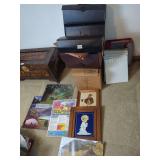 Mixed Office Supplies, Binders, and Framed Artwork Grouping