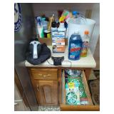 Household Cleaning Supplies and Utility Drawer Contents