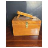 Wooden Shoe Shine Box with Polish and Brushes
