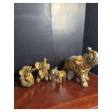 Ceramic Elephant Figurines with Animal Print Decoupage