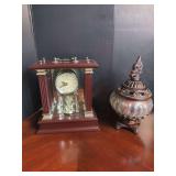 Wallace Silversmiths Quartz Mantel Clock and Decorative Urn