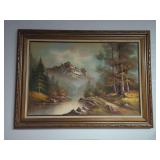 W. H. Lund Mountain Landscape Oil Painting on Canvas