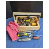 Assorted Hand Tool Set with Wooden Caddy