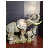 Large Resin Elephant and Calf Figurine
