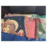 Group of Five Woven Cotton Tapestry Throws