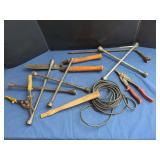 Assorted Automotive and Workshop Tools with Box of Hardware