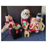 Holiday Animated Plush and Wooden Reindeer Display Grouping