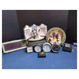 Mixed Lot of Clocks, Disney Collectibles, and Decor