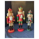 Set of Three Wooden Nutcracker Figures with Crowns
