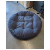 Large Round Blue Pet Bed with Geometric Pattern Side
