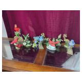 Ceramic Bird Figurines Assortment Featuring Cardinals, Hummingbirds, and Parrots