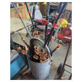 Assorted Woodworking Bar Clamps in Metal Receptacle