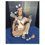 Painted Resin Native American Figurine with Quiver and Bow