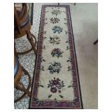 Floral Pattern Runner Rug With Burgundy Border