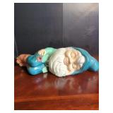 Ceramic Glazed Resting Garden Gnome Figurine