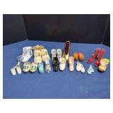 Assorted Miniature Shoe and Boot Figurine Set in Various Materials