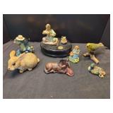 Mixed Decorative Figurine Assortment Including Willitts Designs Music Box and Yardworks Rabbit