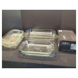Assorted Pyrex and Anchor Hocking Glass Bakeware and Krosno Wine Glass Set
