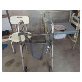 Medical Mobility and Assistance Equipment Lot Including Walker, Shower Chair, and Commode