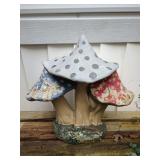 Painted Concrete Mushroom Cluster Garden Sculpture