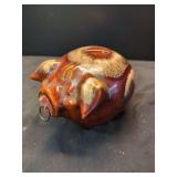 1957 Hull Pottery Corky Pig Bank Brown Glaze USA