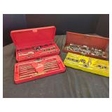 Assorted Tap, Die, and Socket Tool Sets with Metal and Plastic Cases