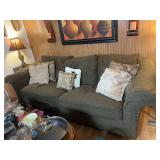 La-Z-Boy Green Textured Fabric Sofa with Pull-Out Bed