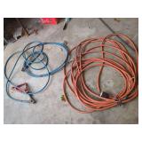 Orange Extension Cord and Blue Jumper Cables Lot