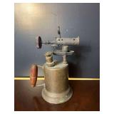 Brass and Cast Iron Blowtorch with Wooden Handle