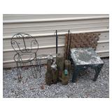 Assorted Garden Decor and Plant Stands Lot