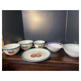 Mixed Ceramic Bowl and Plate Lot with Assorted Fruit Motifs