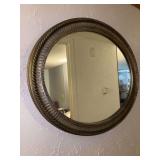 Round Wall Mirror with Textured Metallic Frame