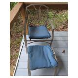 Patio Chair and Ottoman Set with Blue Cushions