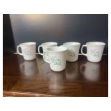 Set of Four Corning Ware Wildflower White Ceramic Mugs