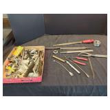 Assorted Hand Tools and Hardware Lot including Files, Pliers, and Boxed Hardware