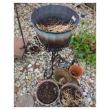 Metal Plant Stand with Additional Flower Pots and Garden Hook