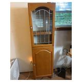Oak Corner Display Cabinet with Glass Door